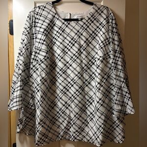 Calvin Klein Black and White Plaid Blouse